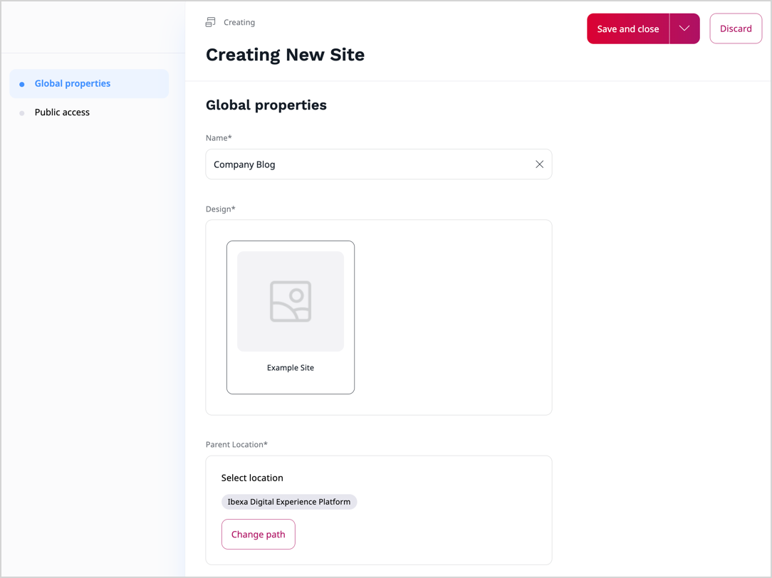 Create a new website - step one